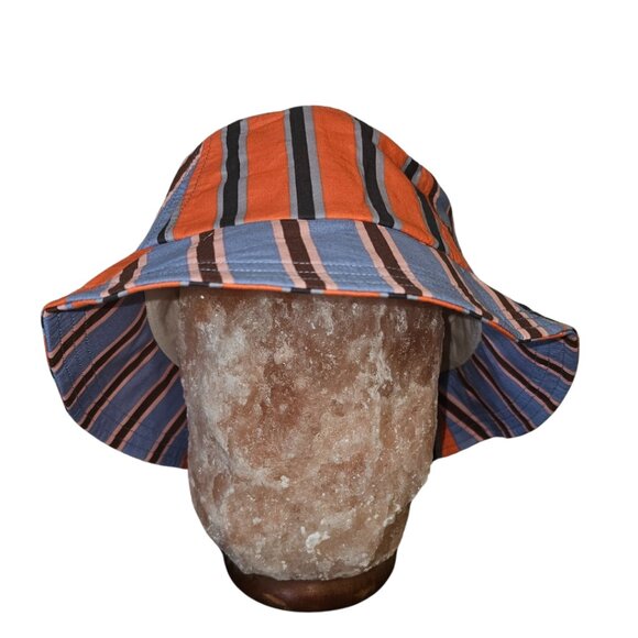 NWOT **sold out * Shirting Fabric Bucket Hat by Anthro in Blue & Orange stripes - Picture 3 of 4